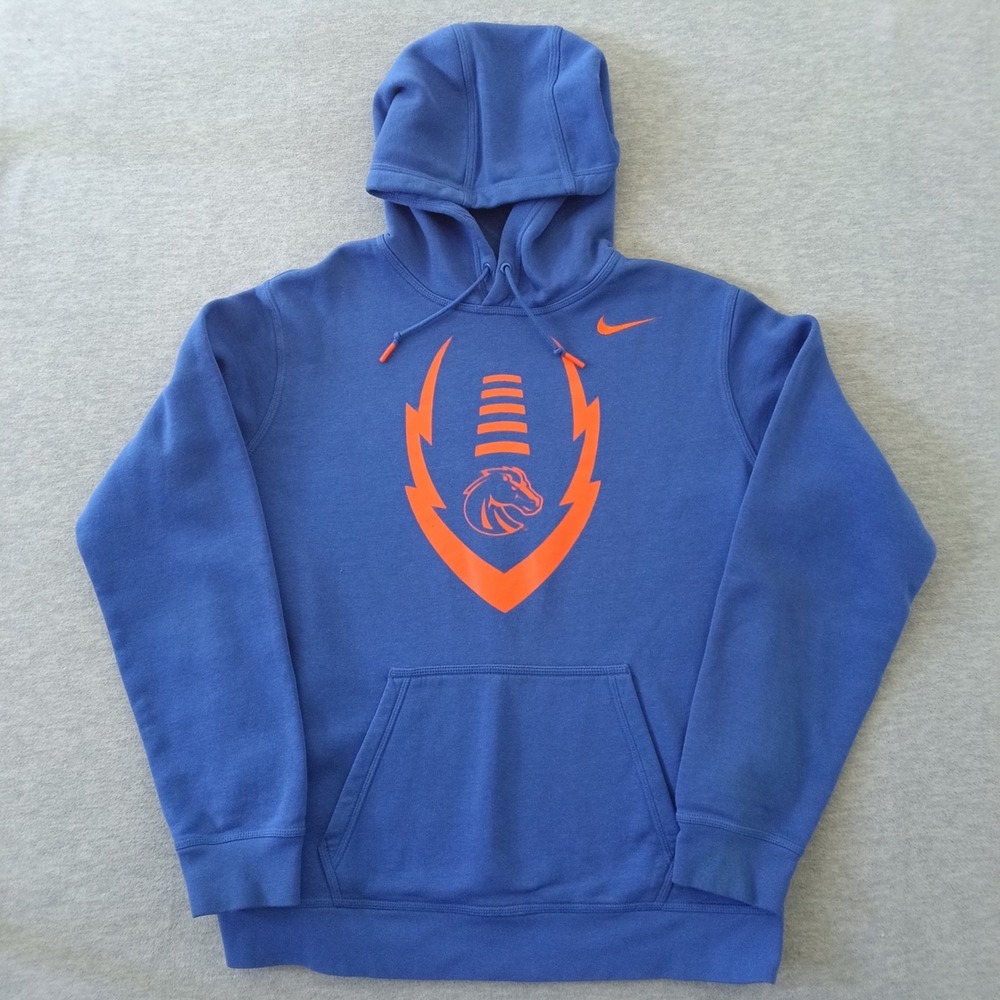 Nike Boise State Broncos Hoodie Mens Large Blue Orange Pullover Sweatshirt